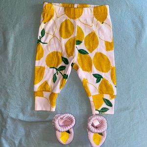 Matching pants and baby booties set
